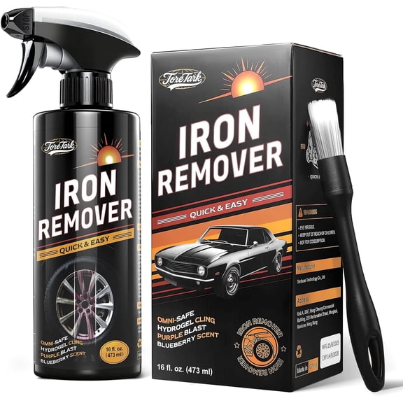 Iron Remover, Fallout & Iron Remover for Car Detailing, Fast Removal Brake Dust & Rust and Wheel Cleaner, Safe for All Vehicle Paint & Wheels, Tire Shine and Preps for Wax (16oz)