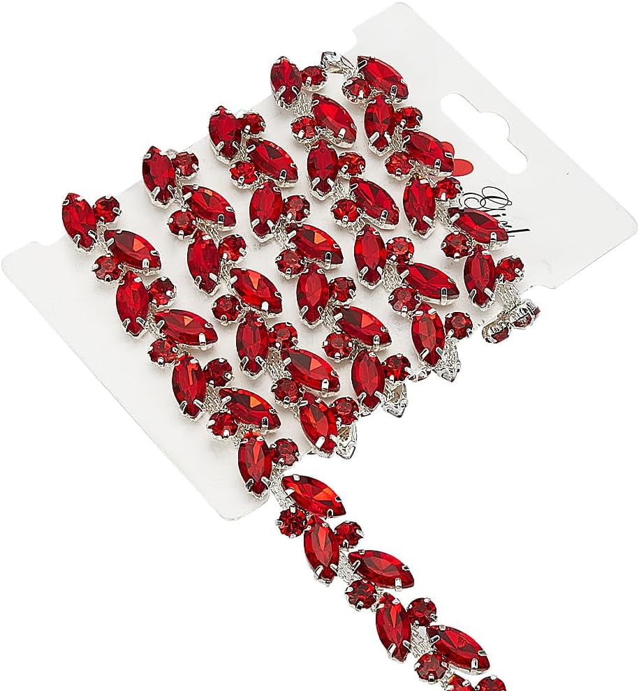 Iron+Rhinestone 1 Yard Glass Rhinestone Chain Links 0.63inch Wide Red ...