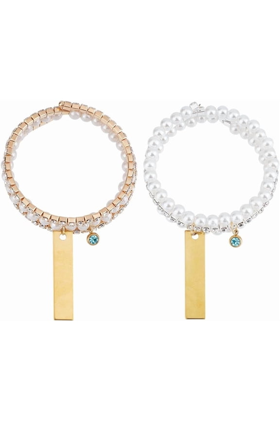 Iron Rhinestone Multi-strand Bracelets with 201 Stainless Steel Findings Golden 4 inch(10cm) 2pcs/set