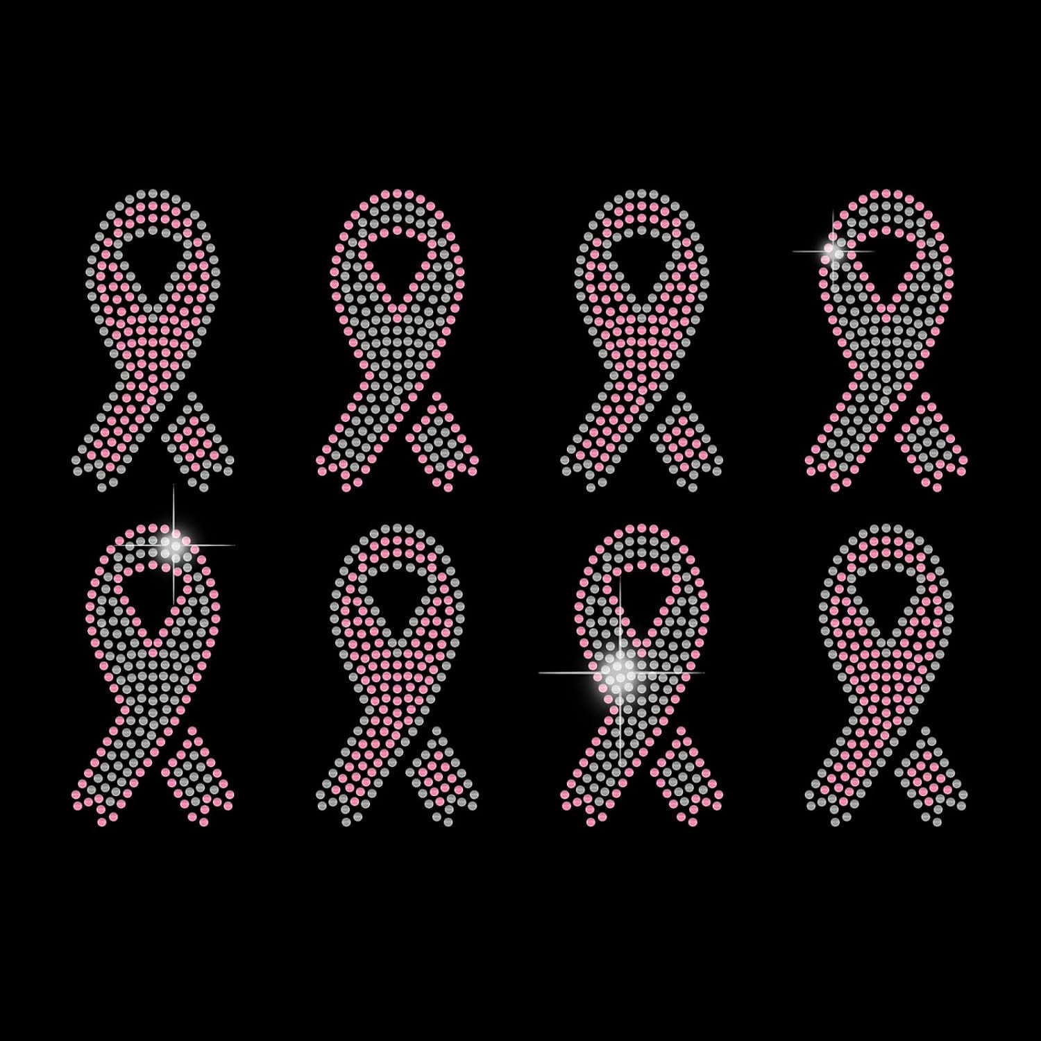 Iron on Rhinestone Pink Ribbons Heat Transfer for Breast Cancer ...