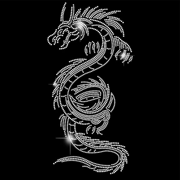 Iron on Rhinestones Transfer Dragon Rhinestone Applique Bling Decals T-Shirt Crystal Heat Transfer Hot Fix Stickers Patch for Women Men Bags Clothing DIY Art Craft