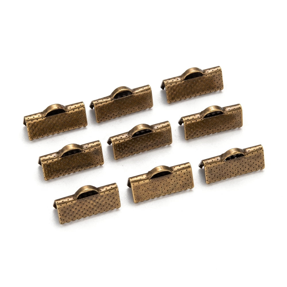 Iron Ribbon Crimp Ends Nickel Free Bronze Color 8mm long 16mm wide hole: 1mm