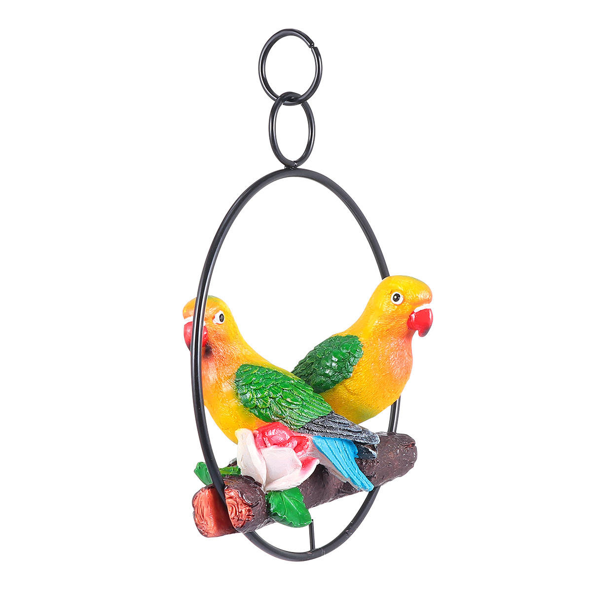 Iron Ring Double Parrot Pendant Resin Crafts Realistic Parrot Figures