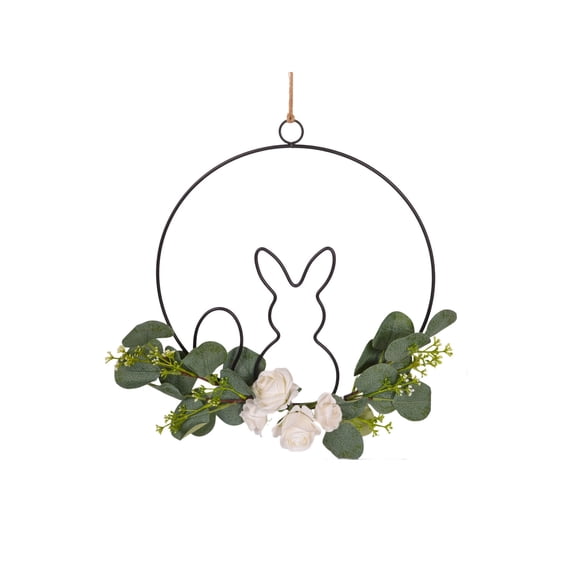 A Iron Ring Wreath Form Rabbit Shape For Easter Door Hanger 30Cm Spring Wreath Frame For Diy Craft With Artificial Greenery Flowers Seasonal Home Decor