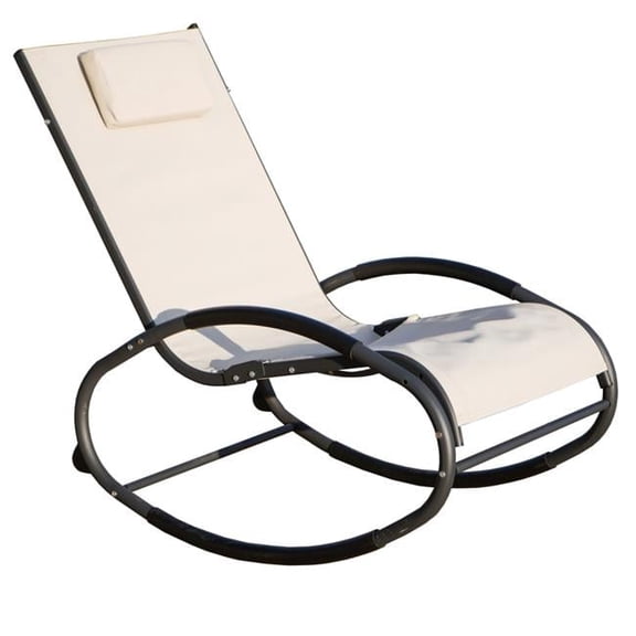 Iron Rocking Oval Lounge Single Chair for Indoor or Outdoor, Beige
