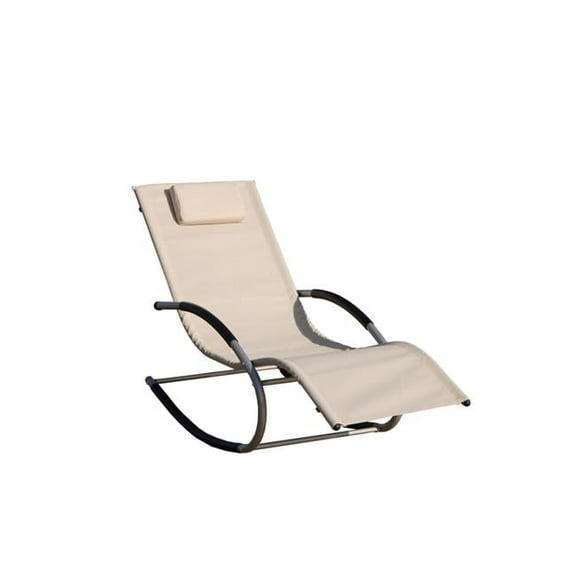 Iron Rocking U-shaped Chair, Single Lounge Chair for Indoor or Outdoor, Beige
