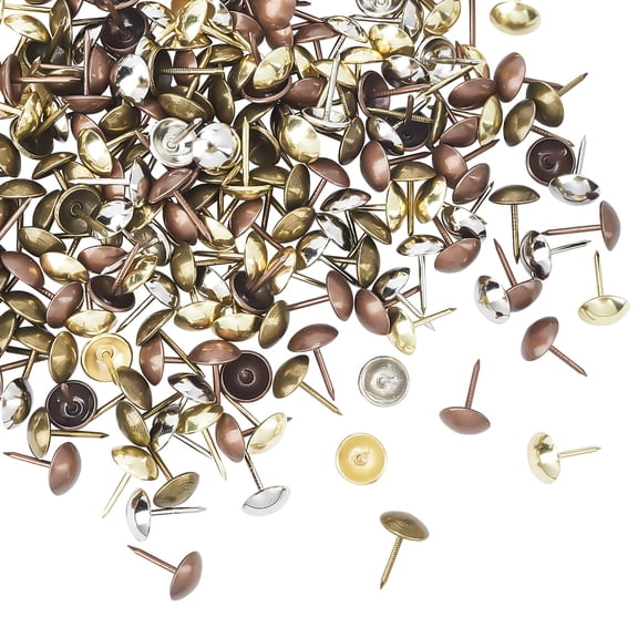 Iron Round Head Nails Sofa Foam Nails for Furniture Decoration Mixed Color 17x11mm Pin: 1.5mm 400pcs/box