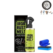 Iron Rust Melt Spray, Rust Remover for Metal, Fast Rusts Remover Spray for Metal, Iron Oxide Cleaner for Wheels, Tools, Steel Parts, Machinery & Outdoor Equipment 1Set