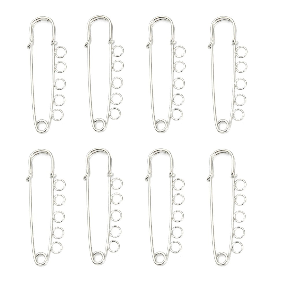 Iron Safety Brooch Findings Kilt Pins Platinum 50x16.5x4.5mm Hole: 3.5mm
