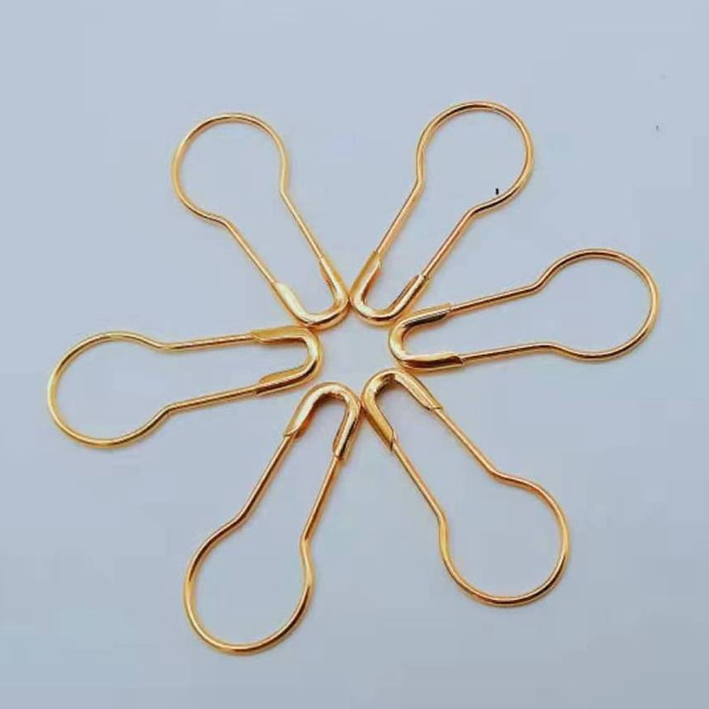 Iron Safety Pins Calabash/Gourd Pin Bulb Pin Sewing Tool Goldenrod 22x10x1.5mm about 1000pcs/bag