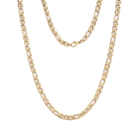 Iron Saints Men 18K Gold Plated Diamond Cut Figaro Necklace, Stainless Steel, Men Luxury