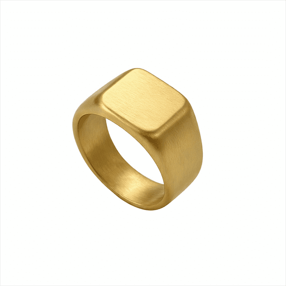 Iron Saints Men 18K Gold Plated Signet Ring, Stainless Steel, Men Jewelry Gift for Men