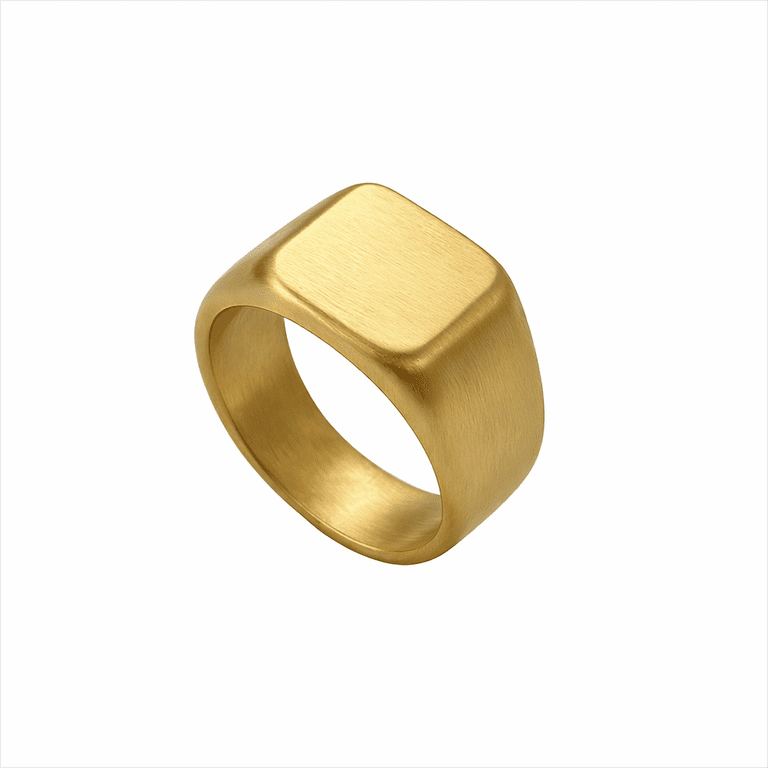 Iron Saints Men 18K Gold Plated Signet Ring, Stainless Steel, Men