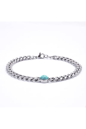 Men Turquoise Cuba Link Bracelets, Stainless Steel, Turquoise Accent Men Bracelet