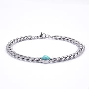 Iron Saints Men Turquoise Cuba Link Bracelets, Stainless Steel, Turquoise Accent Men Bracelet