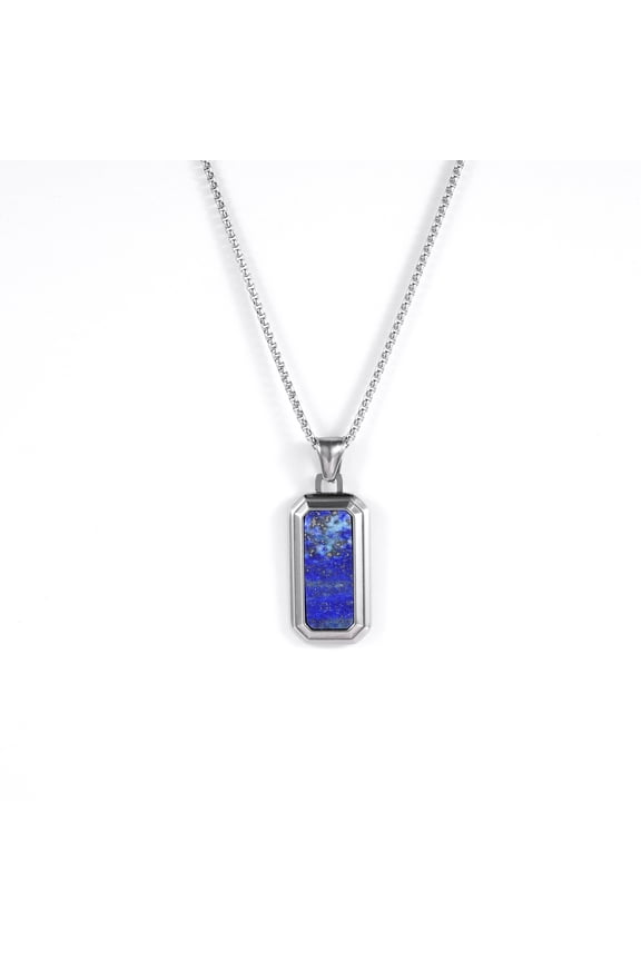 Stainless Steel Lapis Gemstone Pendant