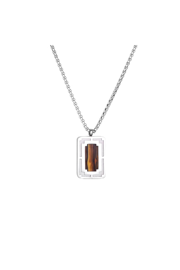 Stainless Steel Tiger Eye Gemstone Pendant
