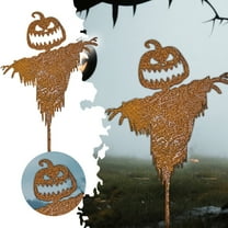 Iron Scarecrow Garden Stake - Rustic Fall Yard Decor with Metal Stake - for Thanksgiving, Halloween & Autumn Outdoor Farmhouse Displays