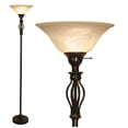 thumbnail image 1 of LIGHTACCENTS Bronze Floor Lamp with Alabaster Glass Bowl Shade for Living Room Decor - Torchiere Floor Lamps- Tall Floor Lamp - Traditional Iron Scrollwork Unique Floor Lamp for Living Room, 1 of 10