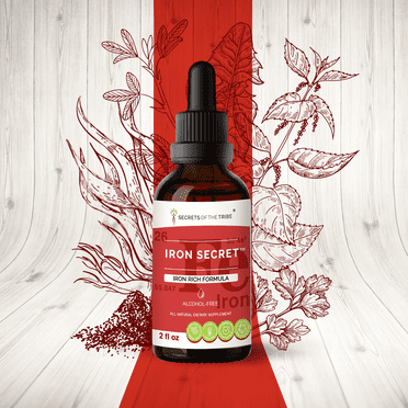 Iron Secret Alcohol-FREE Extract, Tincture, Glycerite Spirulina, Stinging Nettle, Parsley, Yellow Dock, Dandelion, Alfalfa, Gentian, Watercress. Iron Rich Formula 2 oz