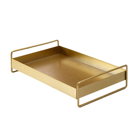Iron Serving Tray Plate with Handle Storage Trinket Earring Table Organizer Snack Makeup Jewelry Tray for Dresser Kitchen Ornament Decoration Gift