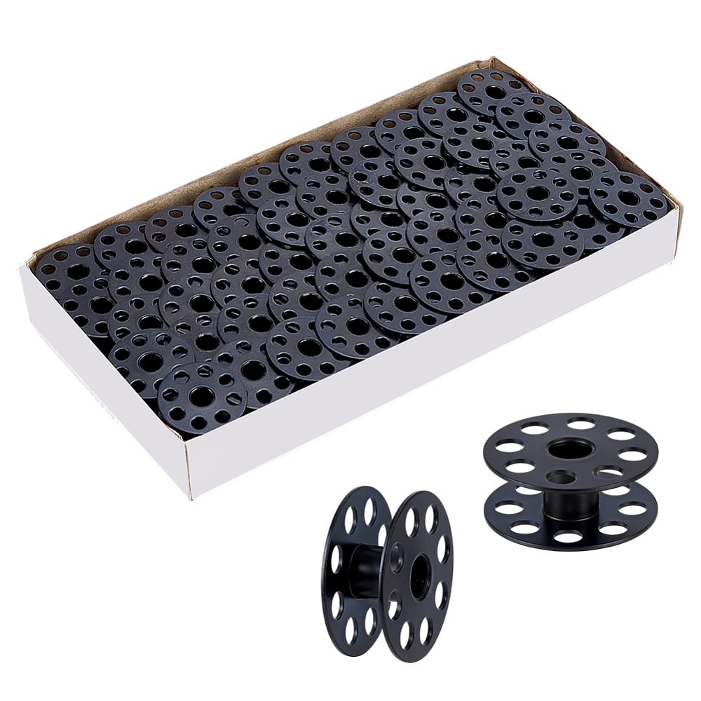 Iron Sewing Embroidery Thread Spool Empty Bobbins for Embroidery and Sewing Machines Black 2.55x1.1cm