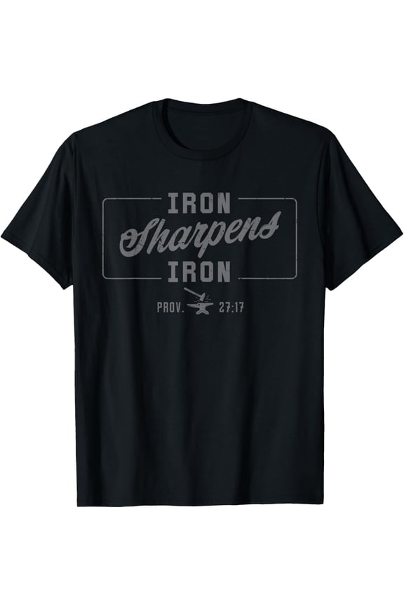 Iron Sharpens Iron Christian Men Bible Scripture Gym Workout T-Shirt Tops Tee