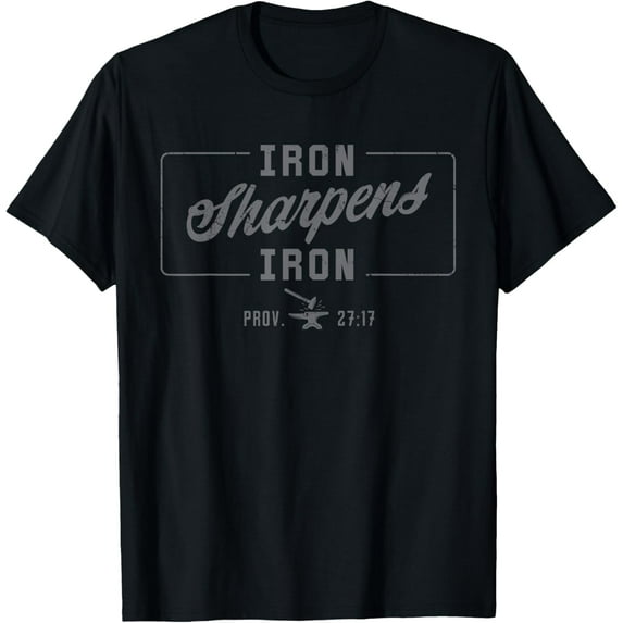 Iron Sharpens Iron Christian Men Bible Scripture Gym Workout T-Shirt Tops Tee