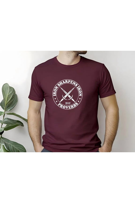 Iron Sharpens Iron Christian T-Shirt Proverbs 27:17 Bible Verse Tee All size S-3XL