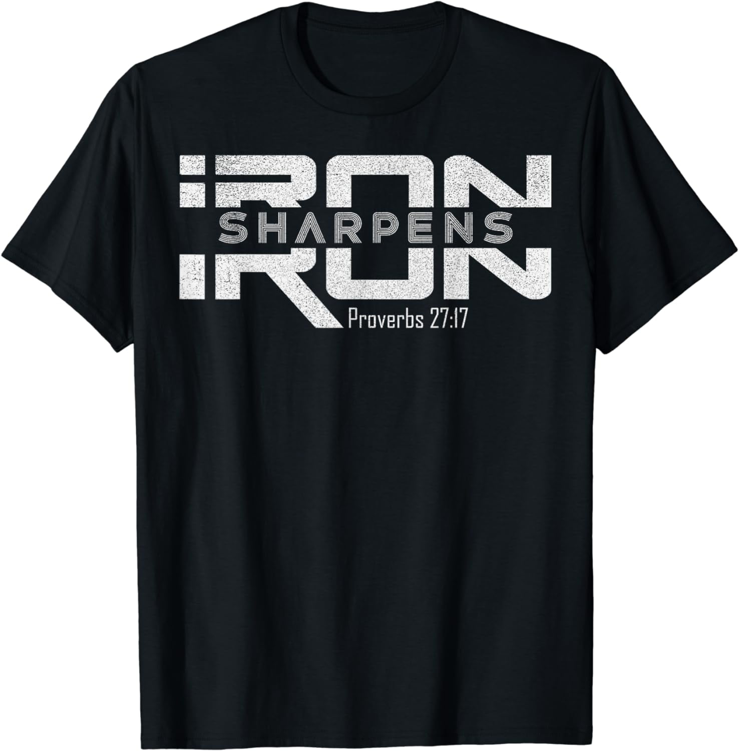 Iron sharpens iron proverbs 27 17 christian bible religious t shirt