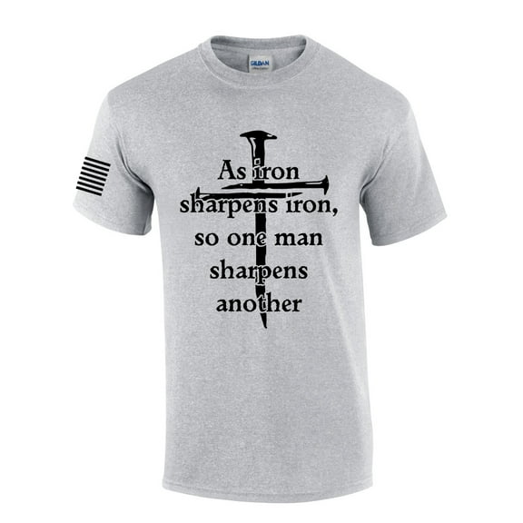 Iron Sharpens Iron Proverbs Proverbs 27:17 Mens Christian Short Sleeve T-Shirt Graphic Tee-Sports Grey-4xl
