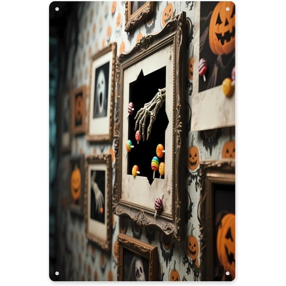 Iron Sheet Painting - Premium Tinplate 8x12in Halloween Day Vertical Sheet Metal Painting for Home & Office Decor,Perfect for Adding a Unique Touch to Any Space Christmas Gifts