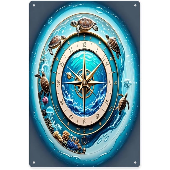 Iron Sheet Painting - Premium Tinplate 8x12in Sea Turtle Vertical Sheet Metal Painting for Home & Office Decor,Perfect for Adding a Unique Touch to Any Space Halloween Gifts