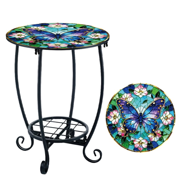 Iron Side Table Round Butterfly 340x430mm