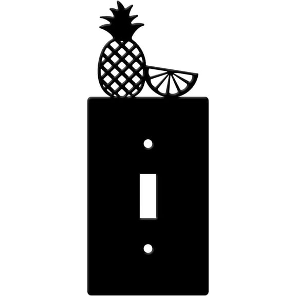 Iron Single Light Switch Cover 1 Toggle Switch Wall Plate Black Light Switch Plate Covers with Pineapple Grapefruit Fruit Decorative Outlet Covers for Entrance Hallway Light with 2pcs Scews