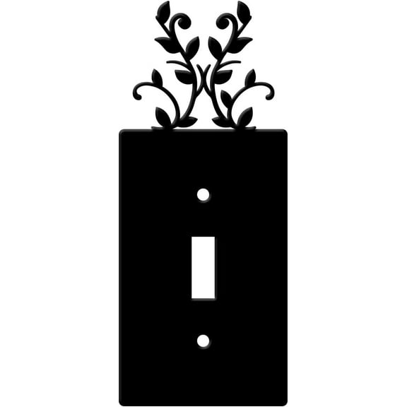Iron Single Toggle Switch Wall Plate Black Light Switch Plate Cover with Branch Vine 1 Gang Toggle Device Switch Wallplate with 2pcs Screws for Home Kids Room Light Decorative Plate(1 Pack) DIY