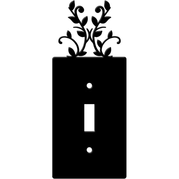 Iron Single Toggle Switch Wall Plate Black Light Switch Plate Cover with Branch Vine 1 Gang Toggle Device Switch Wallplate with 2pcs Screws DIY