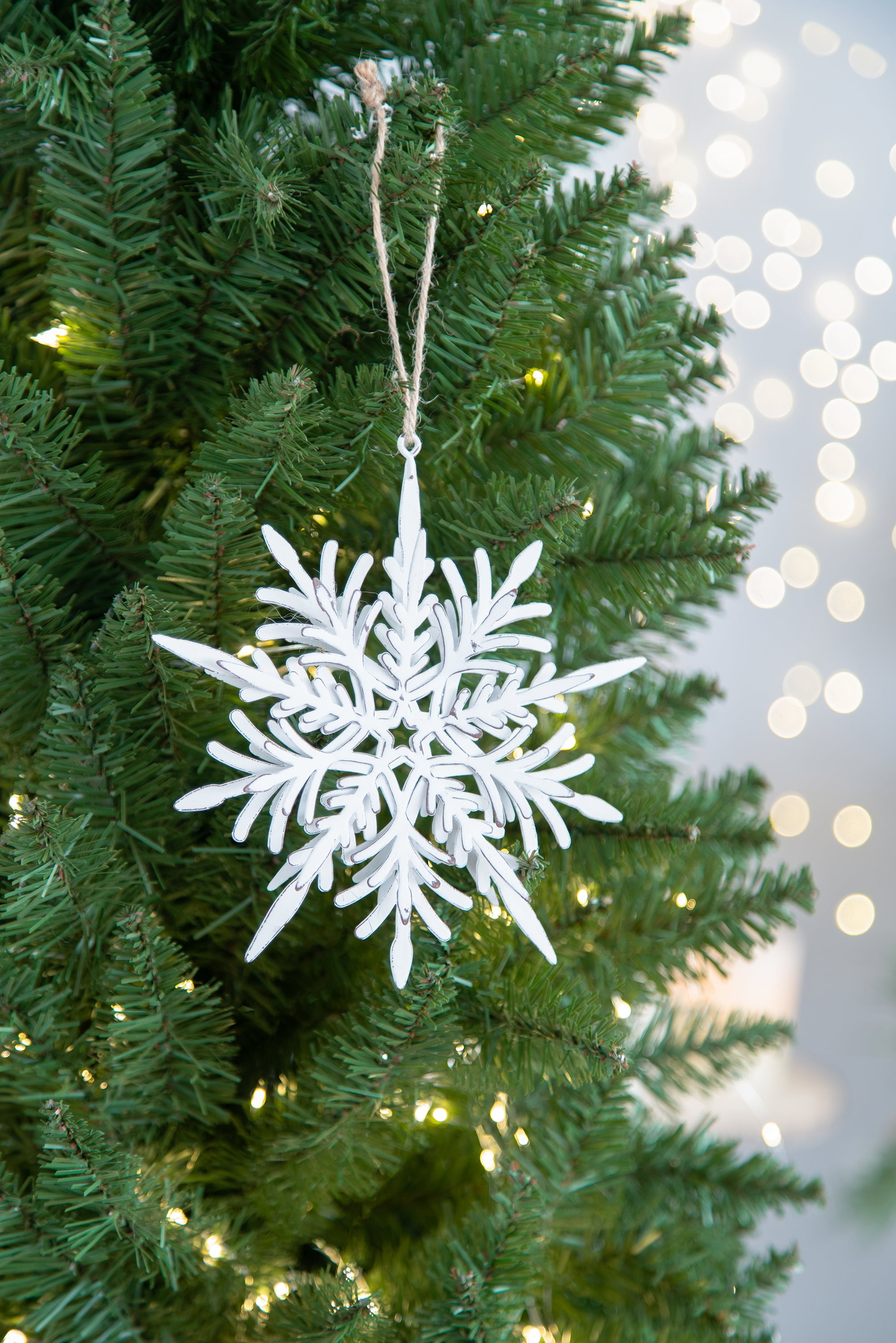 Iron Snowflake Ornament with Weathered Finish Hanging Christmas Tree Decor Gift Stocking Stuffer