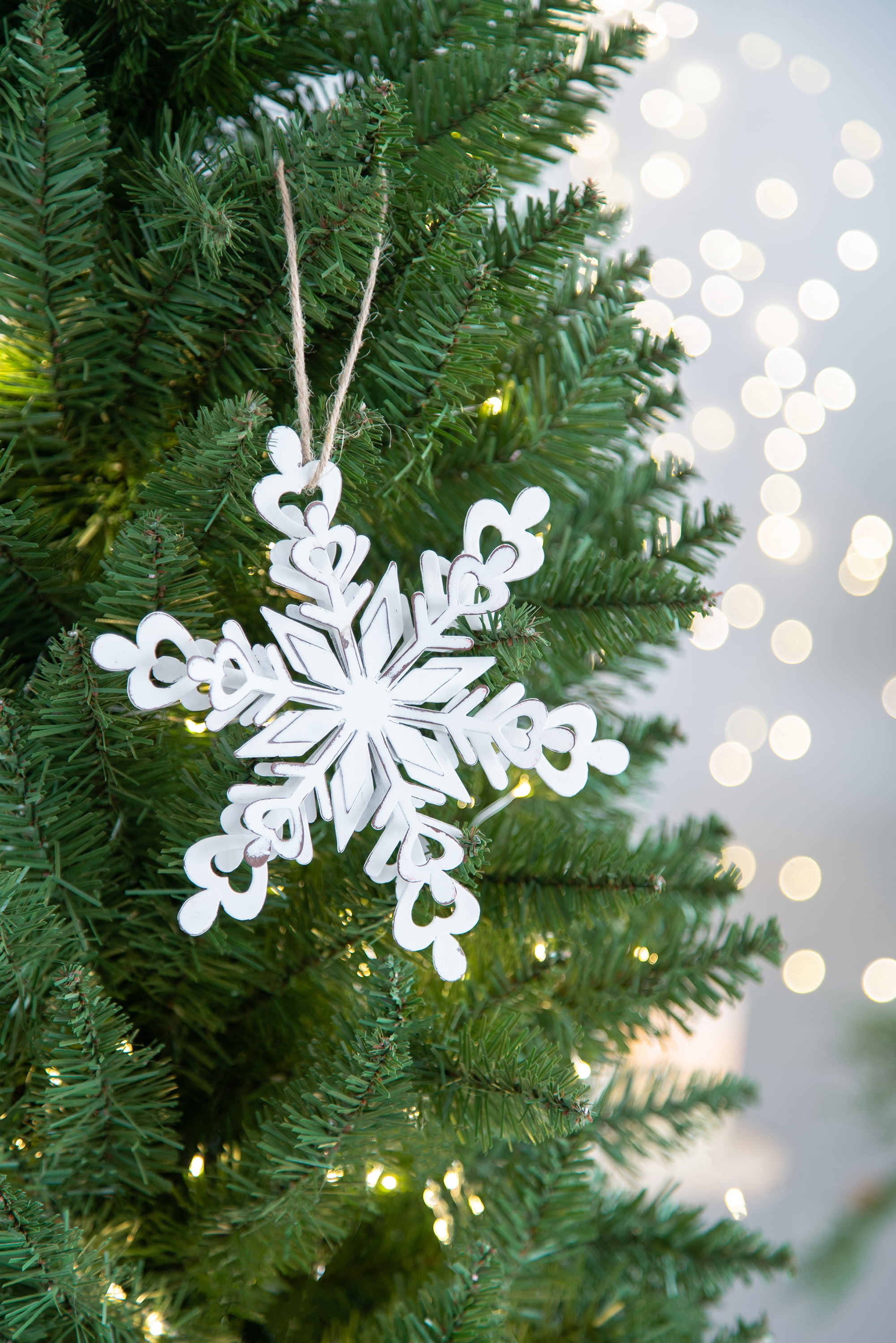 Iron Snowflake Ornament with Weathered Finish Hanging Christmas Tree Decor Gift Stocking Stuffer