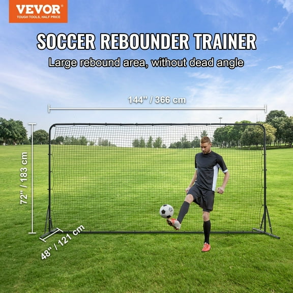 Iron Soccer Rebounder Net 12x6FT - Portable Football Training Aid for Backyard, Solo & Team Drills - Bonus Carry Bag Included