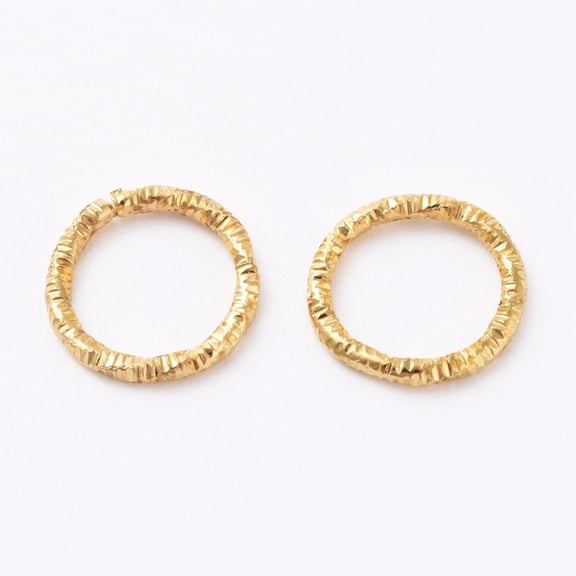 Iron Soldered Closed Jump Rings Twisted Round Cut Textured Golden 18 Gauge 10x1mm Inner Diameter: 7.5mm