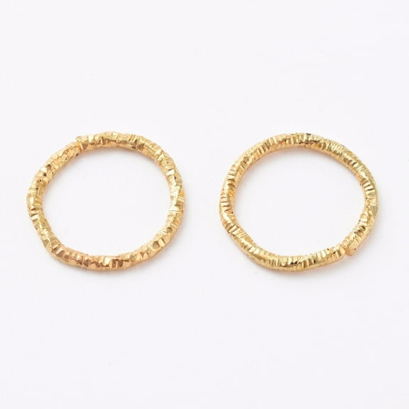 Iron Soldered Closed Jump Rings Twisted Round Diamond Cut Textured Golden 18 Gauge 12x1mm Inner Diameter: 10mm
