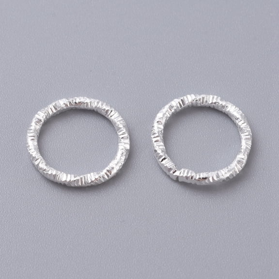 Iron Soldered Closed Jump Rings Twisted Round Diamond Cut Textured Silver Color Plated 18 Gauge 10x1mm Inner Diameter: 7.5mm