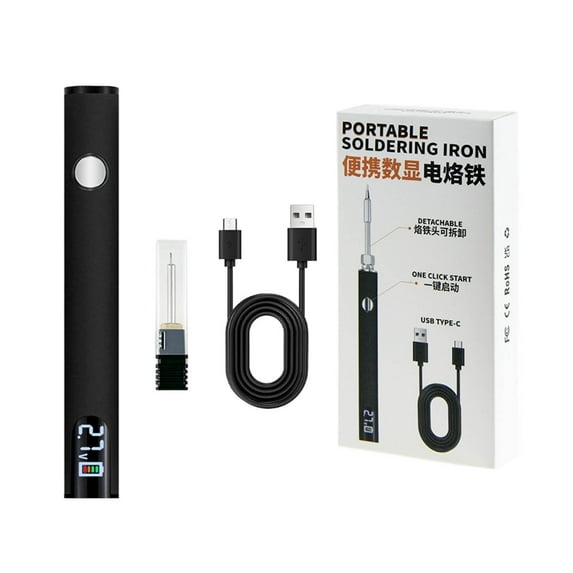 Iron Soldering,Mini Cordless Soldering Iron Kit,Usb Rechargeable Portable Cordless Soldering Iron,Lcd Digital Adjustable Temperature Soldering Gun Thermostatic Soldering Kit For Home Appliance Repair