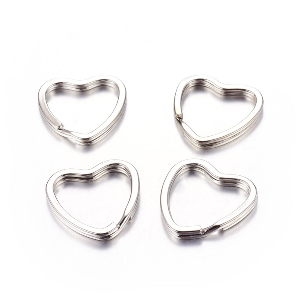 Iron Split Key Rings Keychain Clasp Findings Valentine's Jewelry Findings Heart Platinum Color about 31mm in diameter 3mm thick 25mm inner diameter