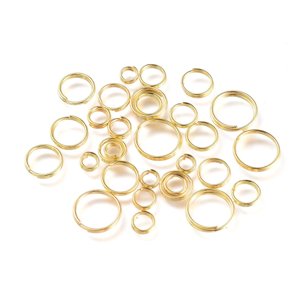 Iron Split Rings Double Loops Jump Rings Golden 4~10x1.4mm Inner Diameter: 3.3~8.6mm about 5316pcs/500g Iron