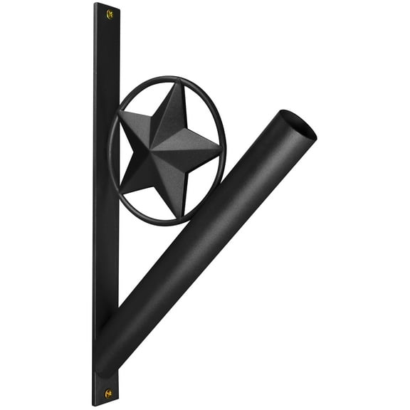 Iron Star Flag Pole Holder Wrought Iron Wall Mount Bracket, by Anley