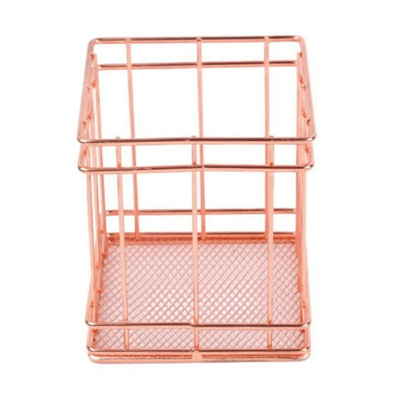 Iron Storage Basket Organizer Bin Baskets for Kithen Cabinets Freezer Bedroom Bathroom (Style B, Rose Gold)