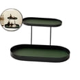 thumbnail image 1 of Iron Storage Rack with Leather Cushion Countertop Storage Box Wrought Iron Storage Tray Bathroom Counter Organizer Oval Desk Decorative Tray, 1 of 4
