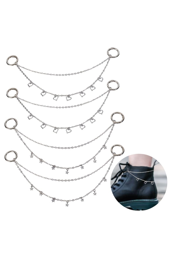 Iron Strap Chains with 304 Stainless Steel Pendant & Alloy Spring Gate Rings Platinum 275mm